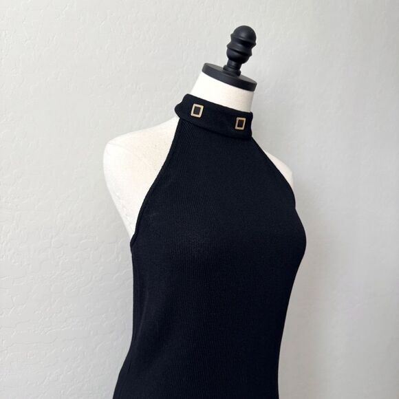 Vintage 90s St. John Black Santana Knit Halter Midi Dress Size 6 - Picture 5 of 12